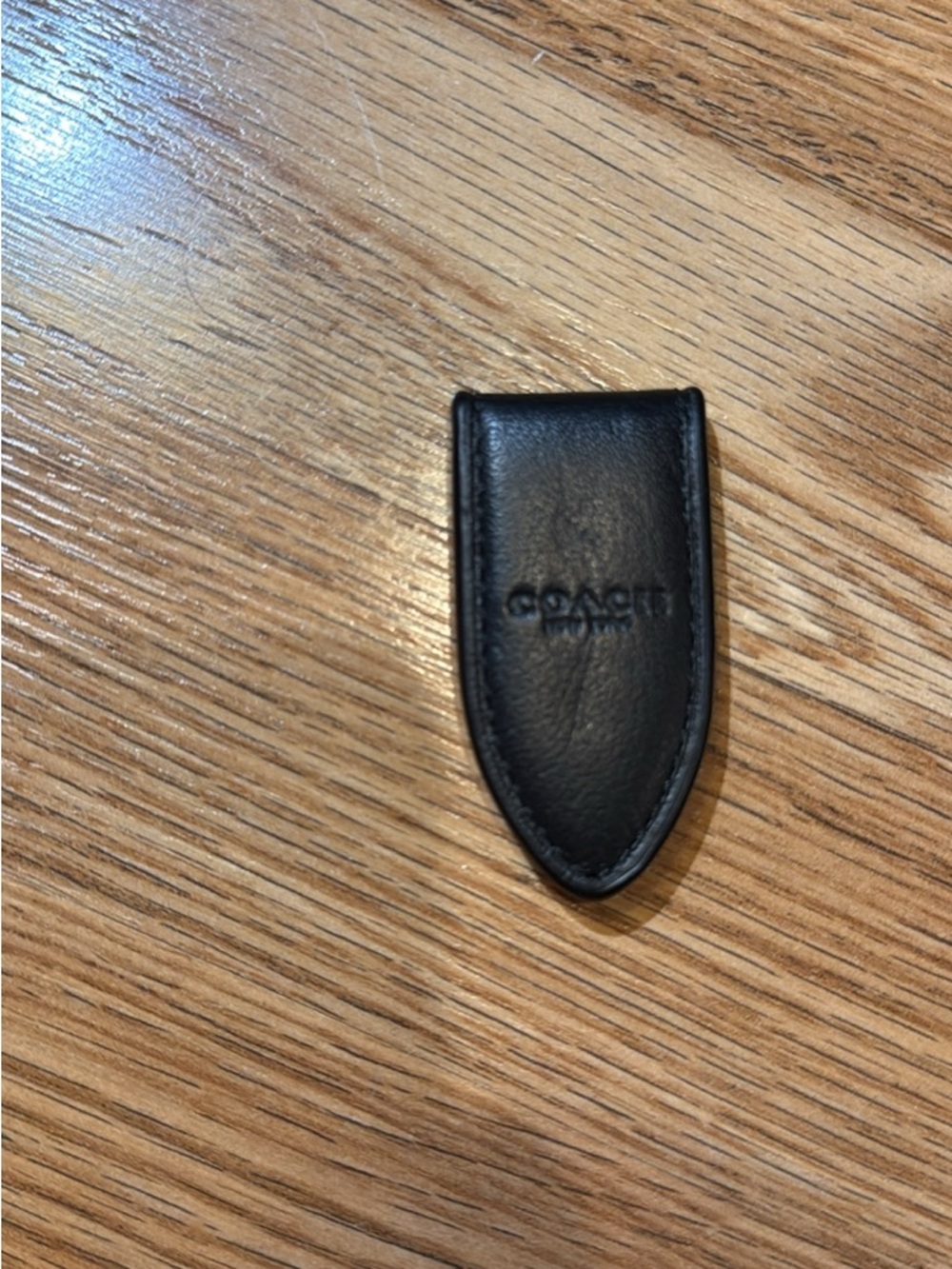 Coach Black Leather Money Clip with Embossed Logo